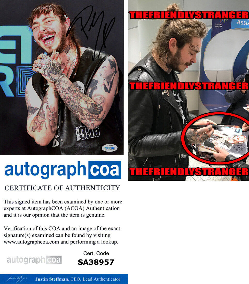 POST MALONE signed Autographed 8X10 Photo Poster painting - EXACT PROOF - Austin 3:16 ACOA COA