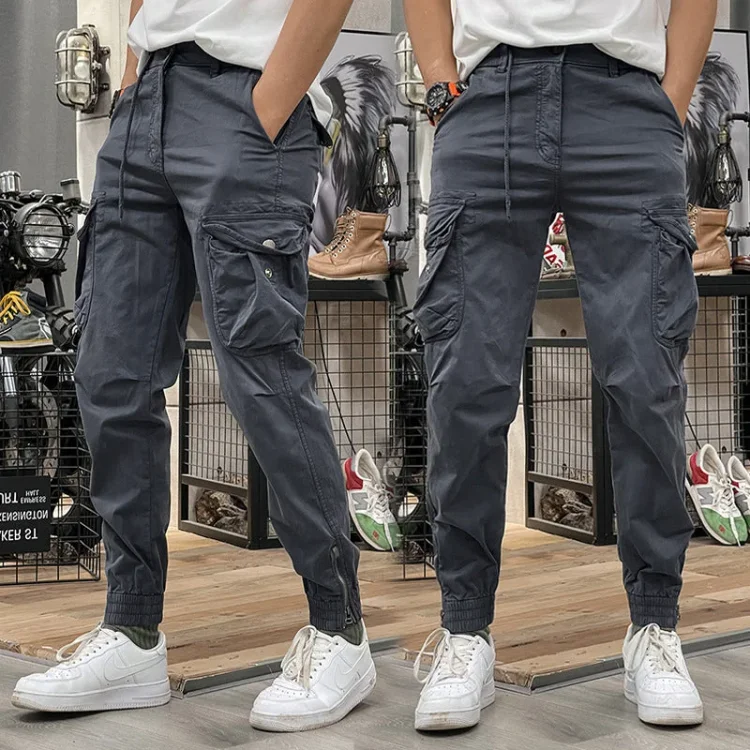 Men\'s Multi-Pockets Drawstring Elastic Waist Cargo Pants