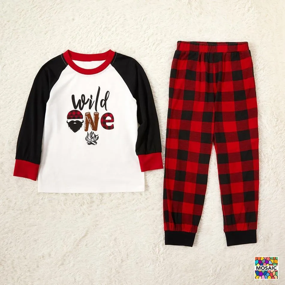Family Matching Wild One Beard Plaid Pajamas Set
