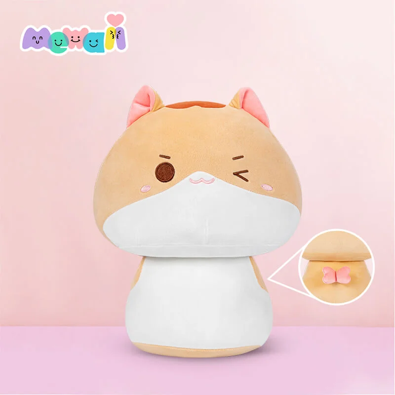 Mewaii Personalized Orange Kitten Plush Pillow Squishy Toy Mushroom Family For Gift