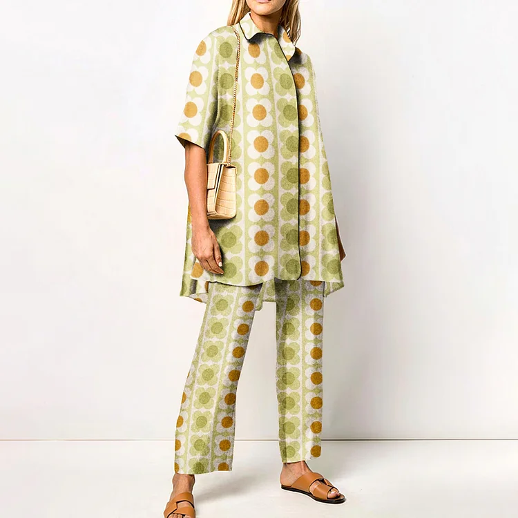 Fashion Floral Printed Casual Shirt Two Piece Set