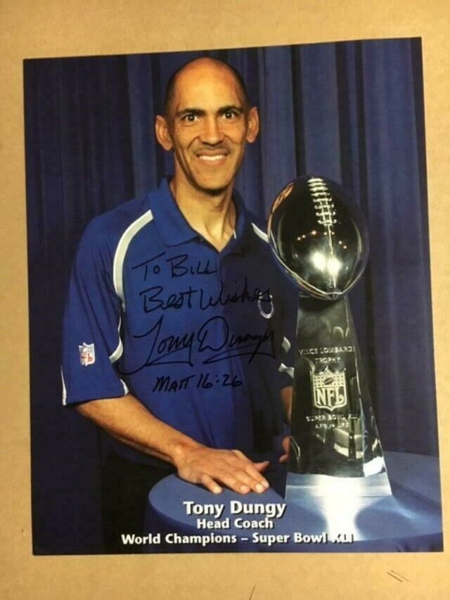 Tony Dungy Super Bowl XLI Boldly Signed 8x10 Stunning Photo Poster painting with COA