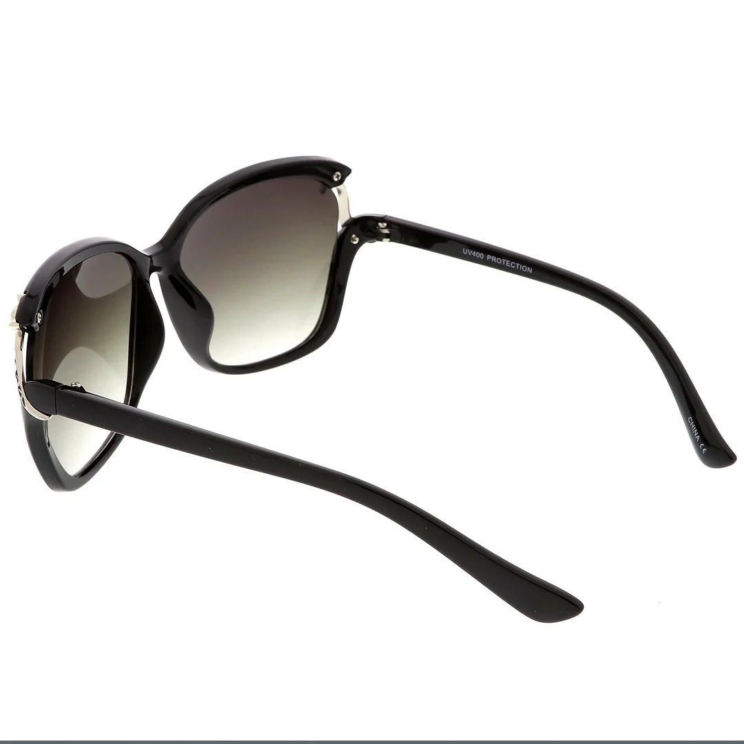 Women's Oversize Square glasses With Metal Fox Accent Cutout 60mm