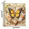 Framed Diamond Painting - Special Shaped - Yellow Butterfly and Flowers (25x25cm)