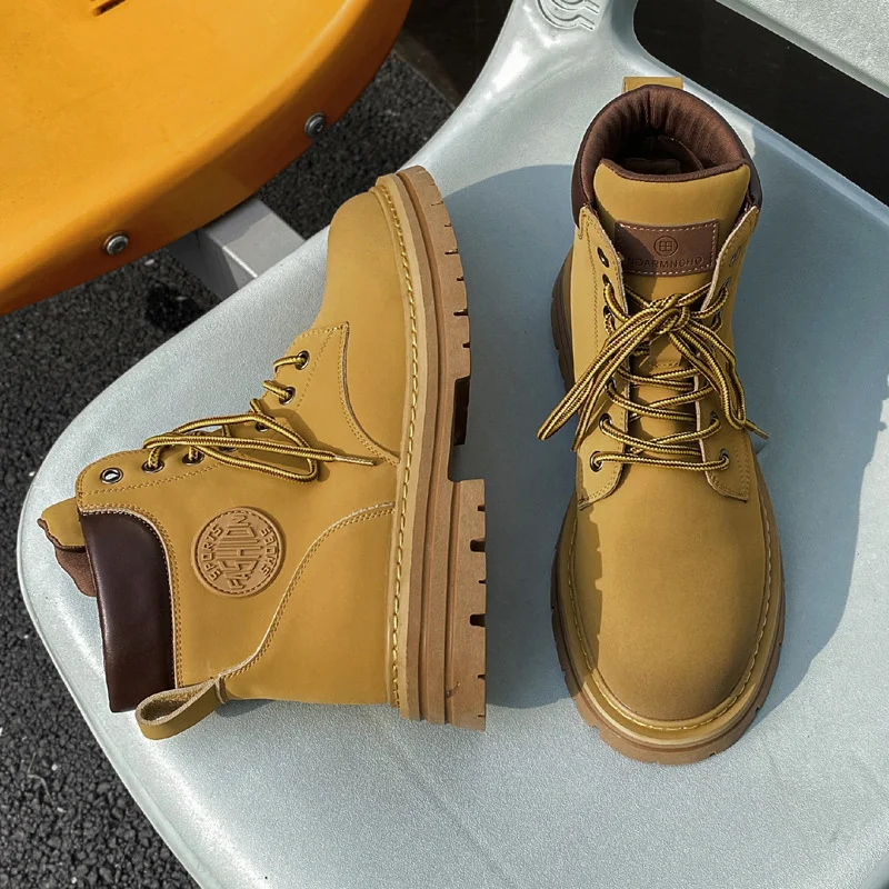 Wongn Wongn Yellow Boots 2023 Spring & Autumn British High Gang Couples Boots Desert Work Dress Short Boots Locomotive Martens 5599-M