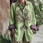 Women's Tribal Tree Of Life Casual Long Sleeve Shirt - Image 4