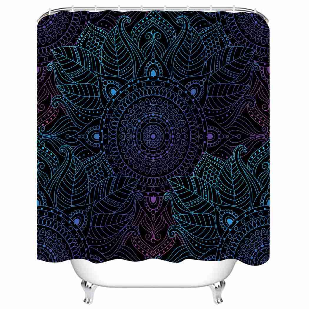Mandala Boho Floral Shower Curtain Lace Black Shower Curtain Waterproof Fabric For Bathroom Decor Shower Curtains Set With Hooks