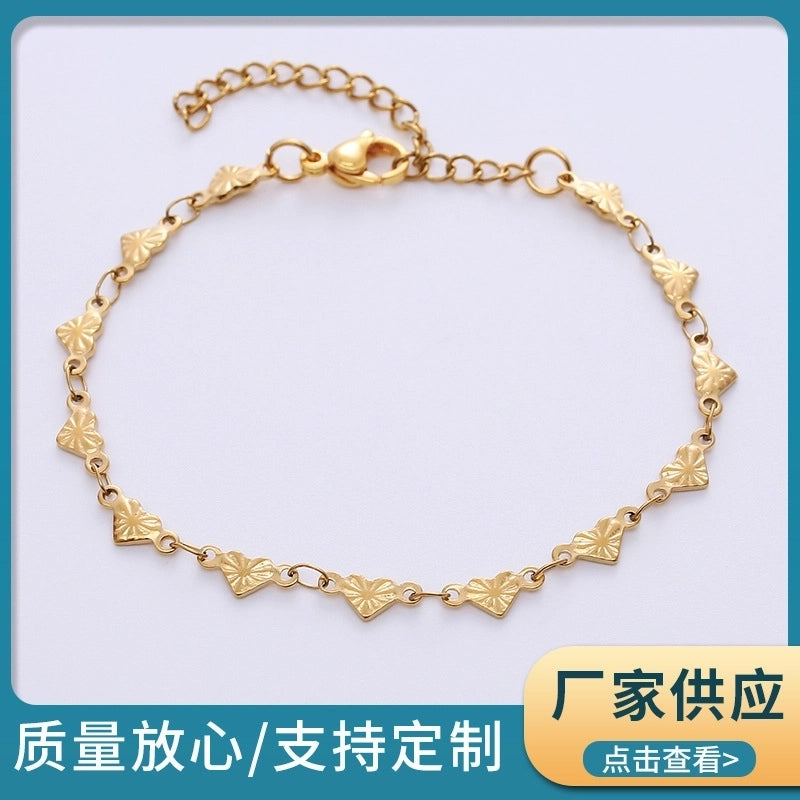 Minimalist Heart Shape Solid Color 304 Stainless Steel Bracelets Necklace