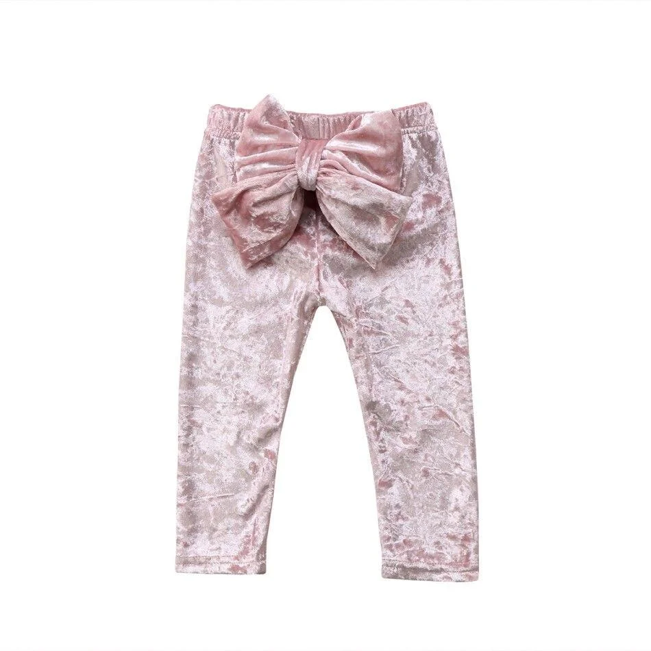 2018 Brand New Toddler Infant Child Kids Baby Girls Princess Bowknot Bottoms Pleuche Pants Leggings Trousers Cute Clothes 6M-5T