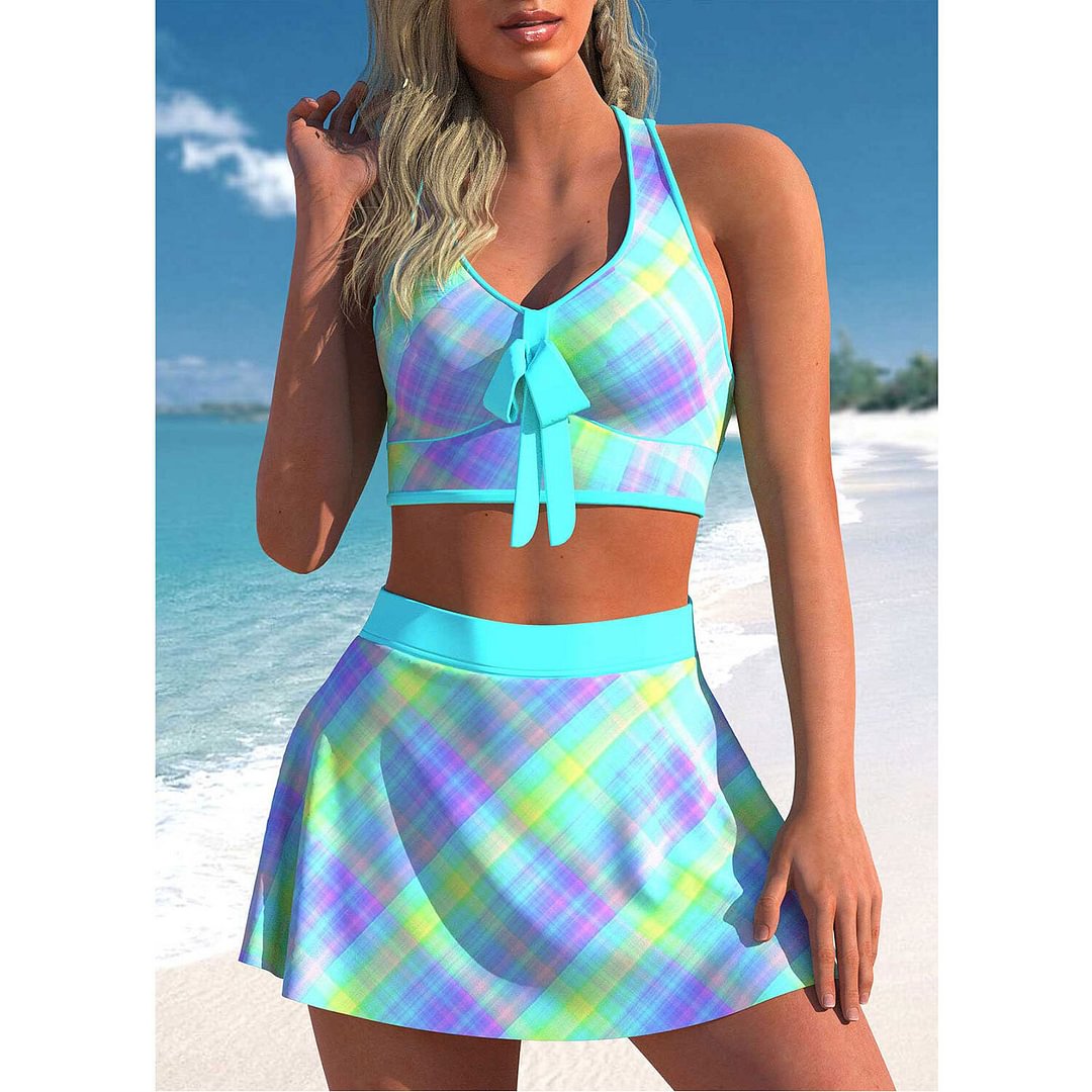 Women Two Piece Swimsuit Flared Skirt Bottom Bathing Suit