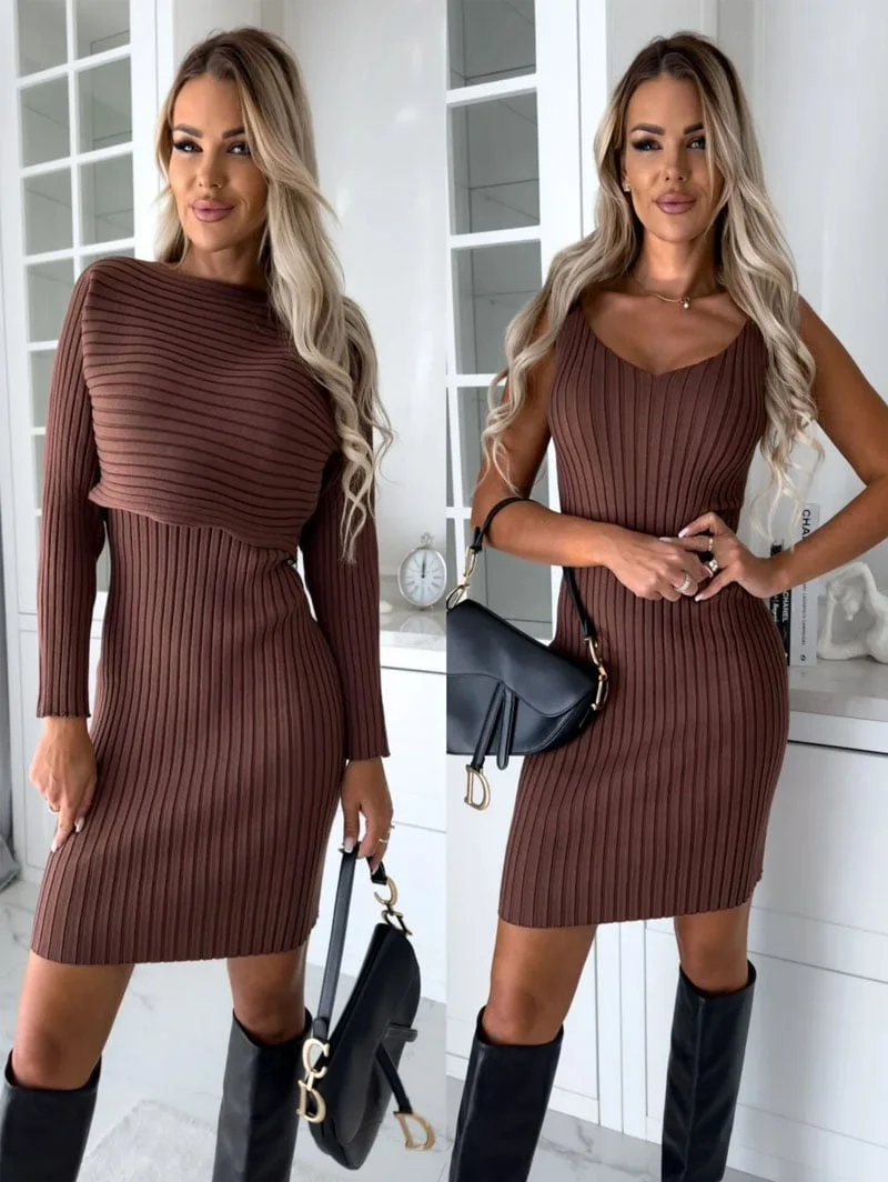 💕Best Sale 49% OFF🔥Knit Pullover Sweater and Cami Dress Set 🔥Buy 2 Free Shipping🔥