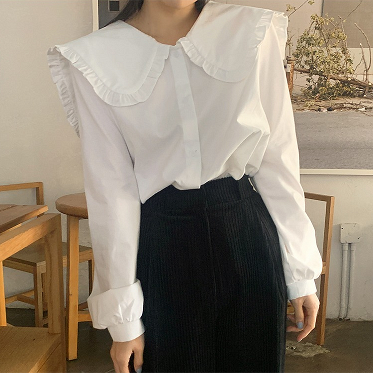 Chic Turn-down Collar Vintage Cotton Shirt Female Long Sleeve White Blouse Women Plus Size Woman Blouses Tops Femme Blusas 14836