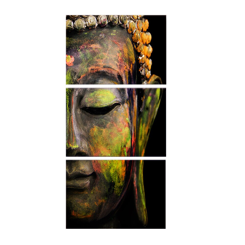 SELFLESSLY 3 Panels/set  Modern Art Colorful Buddha Head Canvas Painting For Living Room Wall Pictures Cuadros Decoration