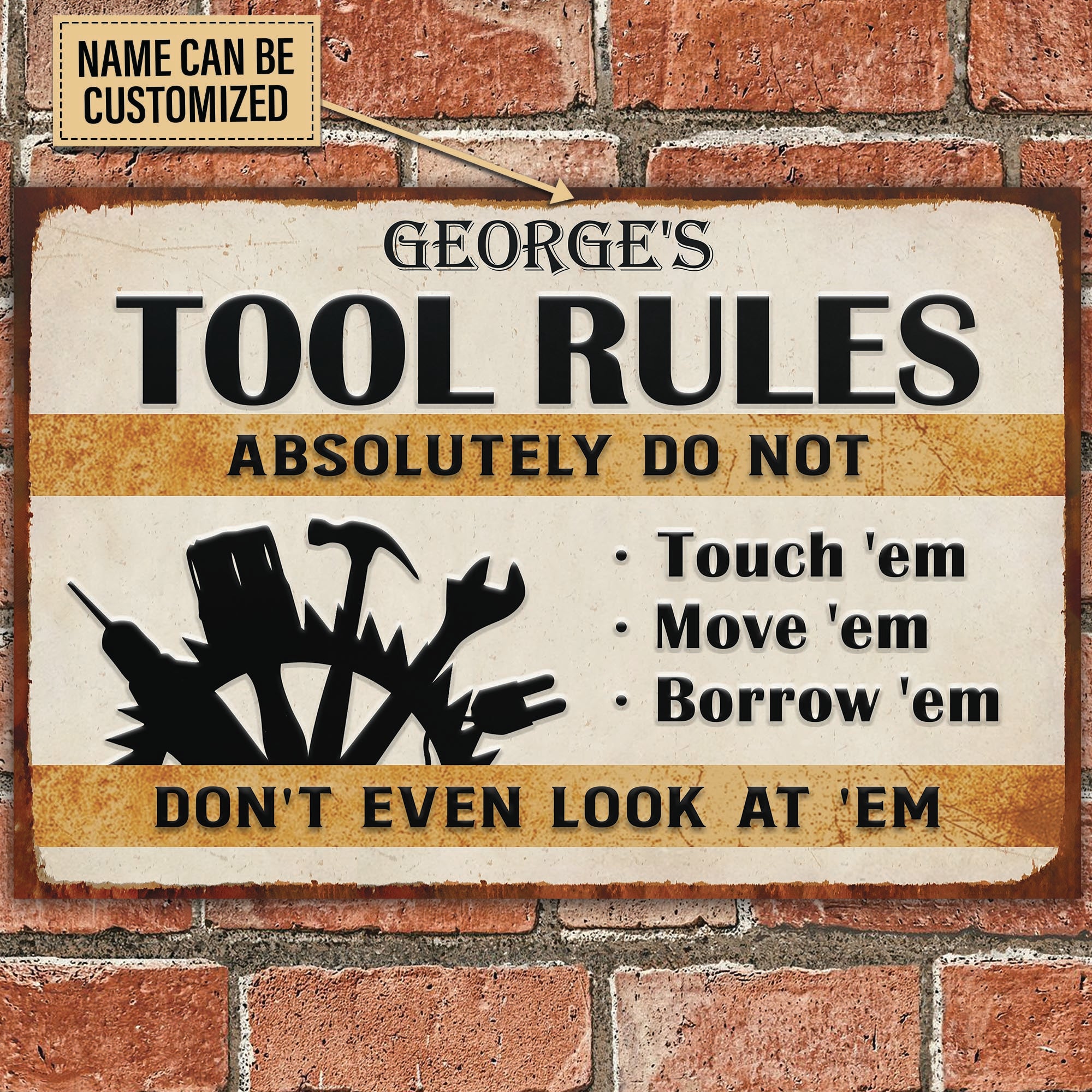 Tool Rules Sign Personalized Mechanic Tool Rules Classic Metal Signs