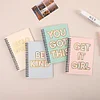8PCS Simple Positivity A5 / A6 / A7 /B5 Girls Portable Writing Paper Notebooks Diary Meeting Stationery Gift