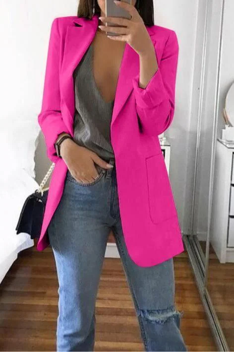 Solid Color Lapel Slim Coat