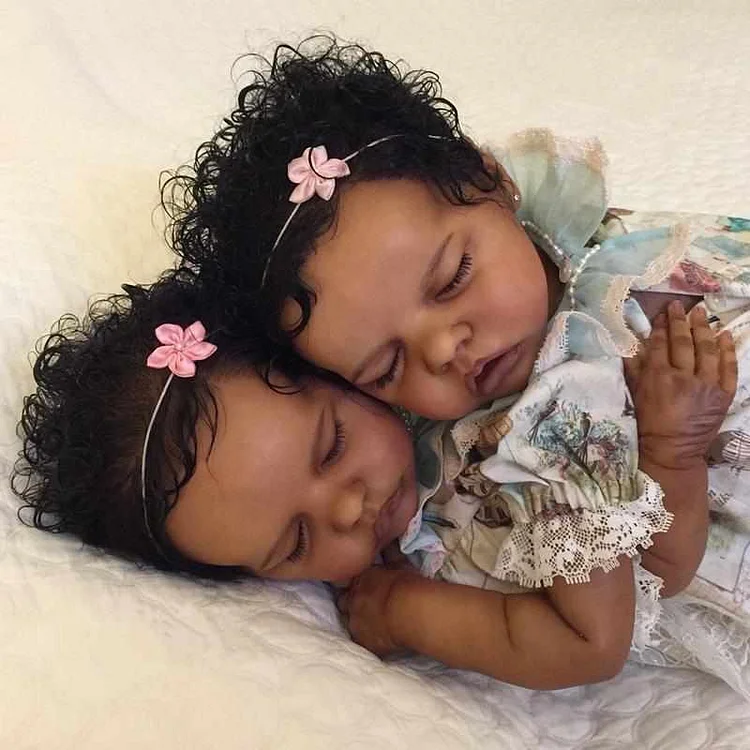 GSBO-Cutecozylife-[NEW]17 '' Real Lifelike Twins Sister Atalanta and Leste Reborn Baby Doll Girl