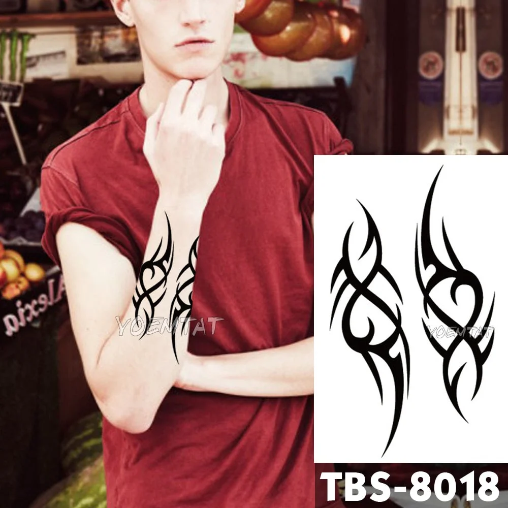 Waterproof Temporary Tattoo Sticker Dragon Wing Totem Flash Tatto Scorpion Wolf Maori Body Art Arm Water Transfer Fake Tatoo Men