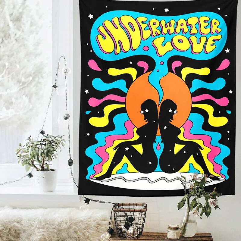 Psychedlic Colorful Tapestry Wall Hanging Rainbow Hippie  Home Wall Decor Psychedelic Tapestry Decor Living Room Bedroom decor