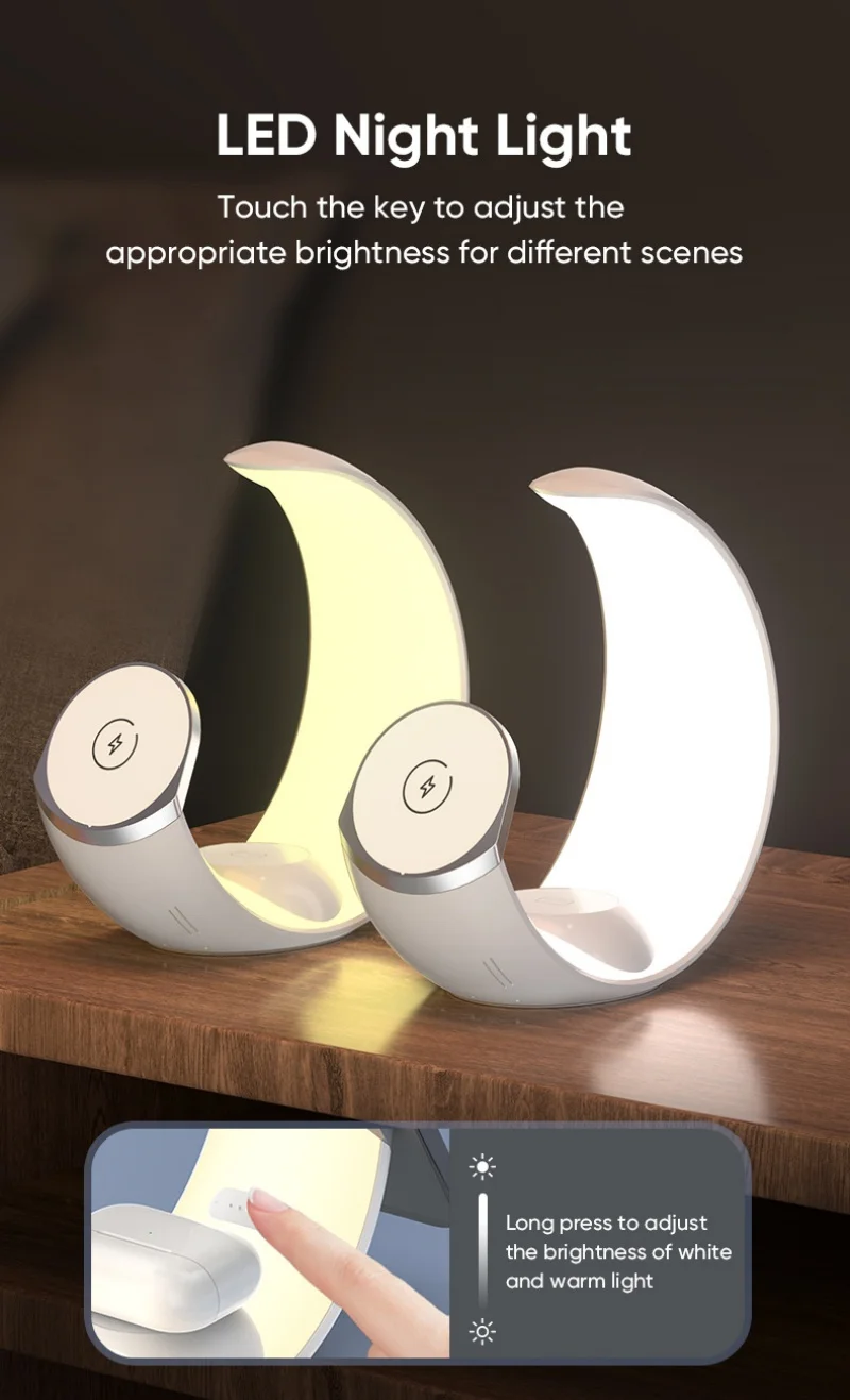 Small moon lamp magnetic 4 in 1 wireless charger