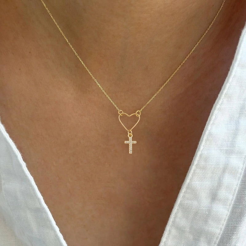 Elegant Minimalist Classic Style Cross Heart Shape 201 Stainless Steel Copper Stainless Steel Necklaces