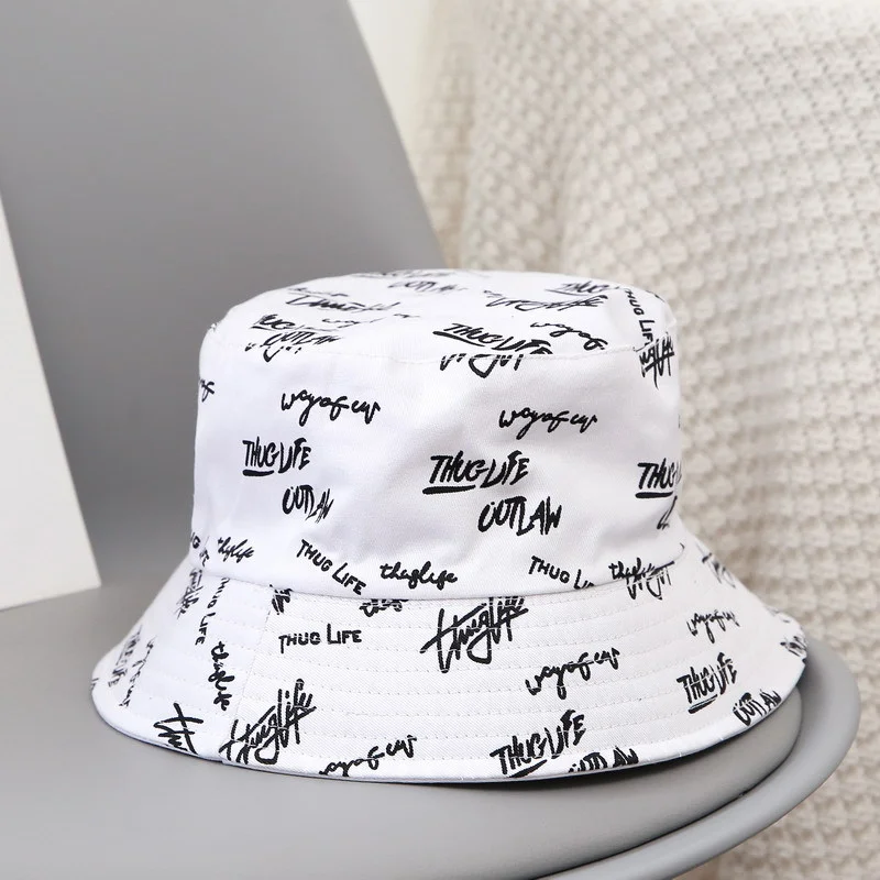 New Letters Bucket Hats Women Kpop Bucket Hat Double Side Reversible Sun Protection Cap Men's Panama Hat Fisherman Hats