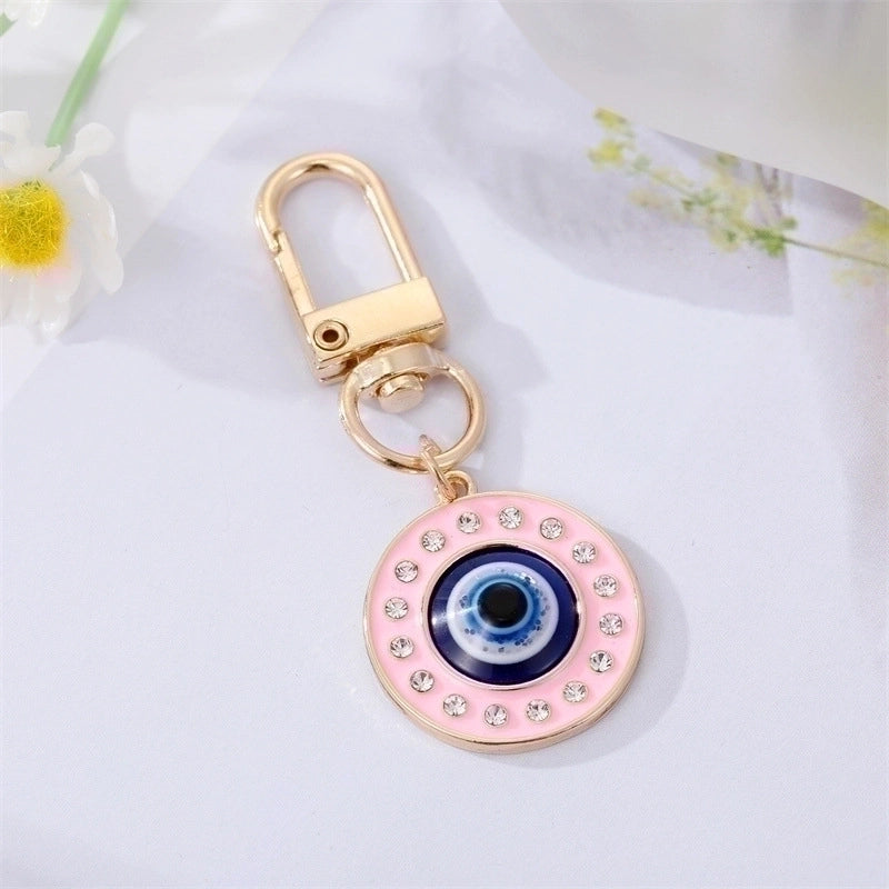 5 Pieces Fashion Colorful Oil Eyelash Eye Keychain Drill Patch Pendant Accessories