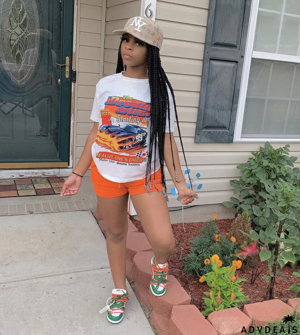 Plus Size Women Summer Casual Print Top And Pocket Shorts Two Piece