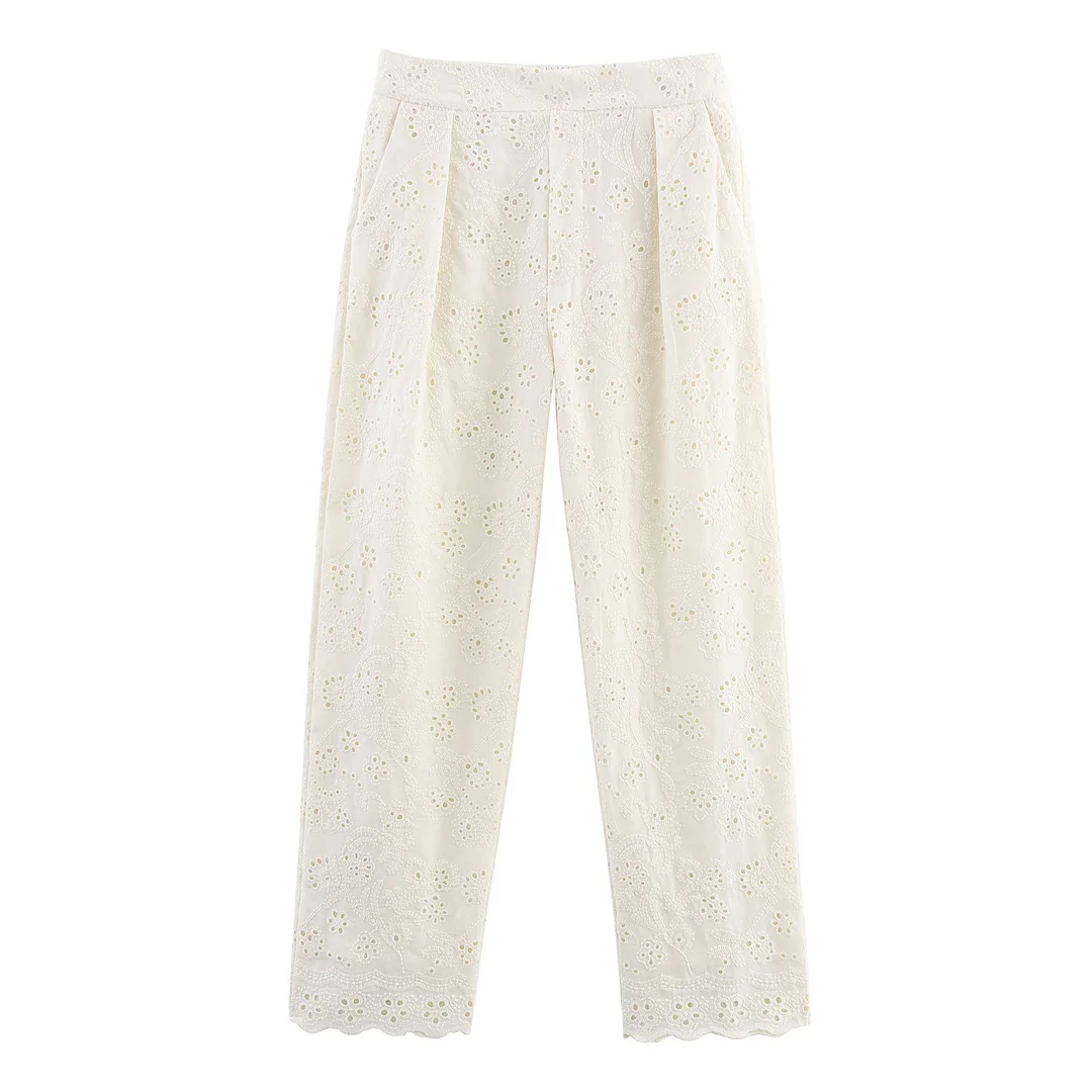 Nigikala Nigikala Summer's New Hollow Embroidery Shirt 2731063 Pants 2731064