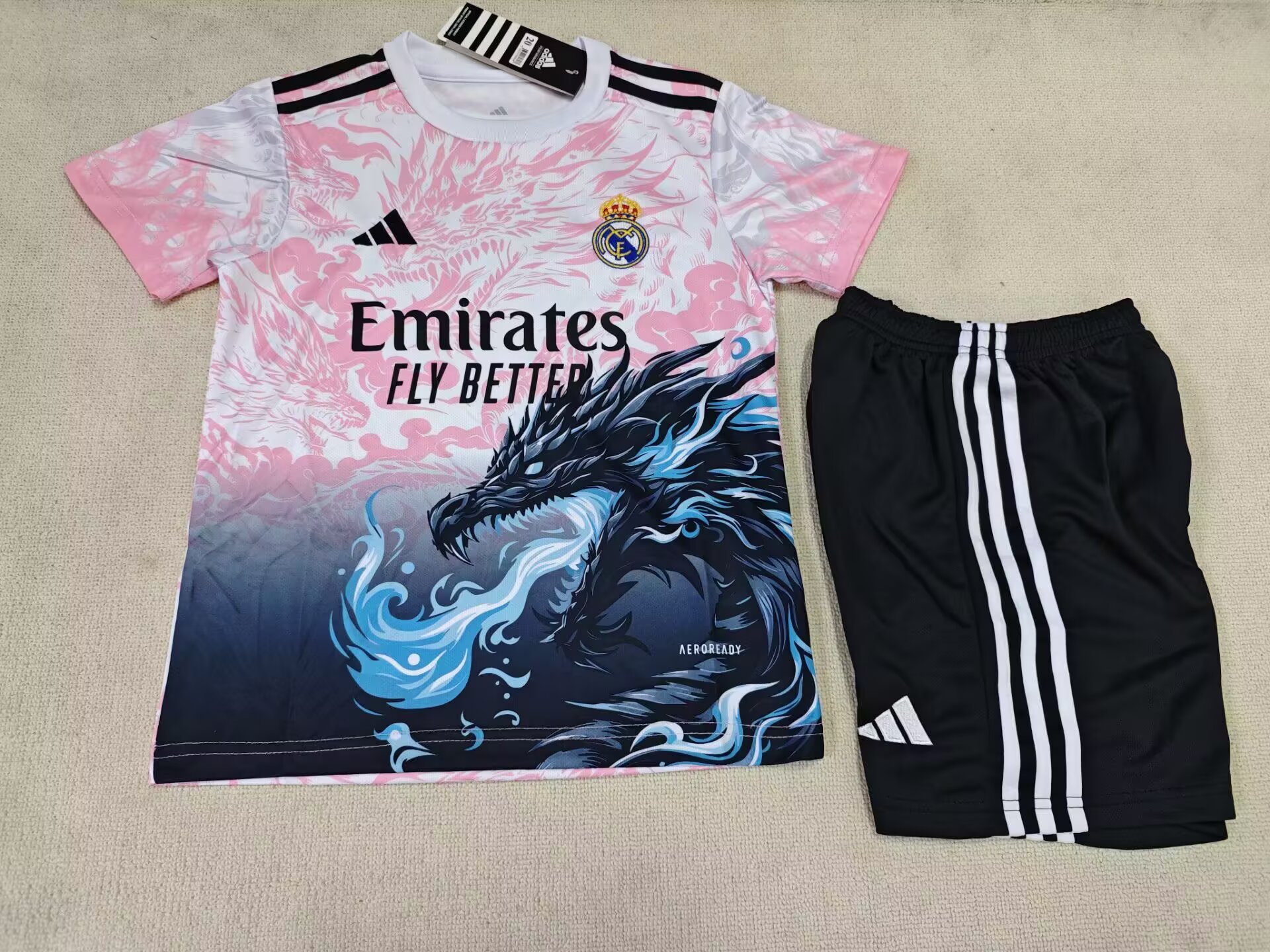 25/26 Real madrid Pink Kids Kit Football Shirt Thai Quality
