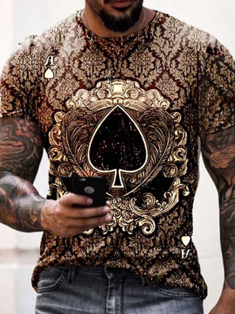 Men's Spades K Print Short Sleeve