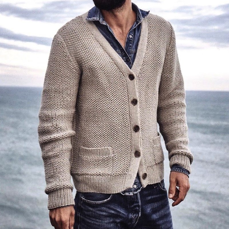 Men's Vintage Jacquard Button Knit Cardigan Sweater