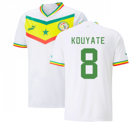 Senegal Cheikhou Kouyaté 8 Home Shirt Kit World Cup 2022