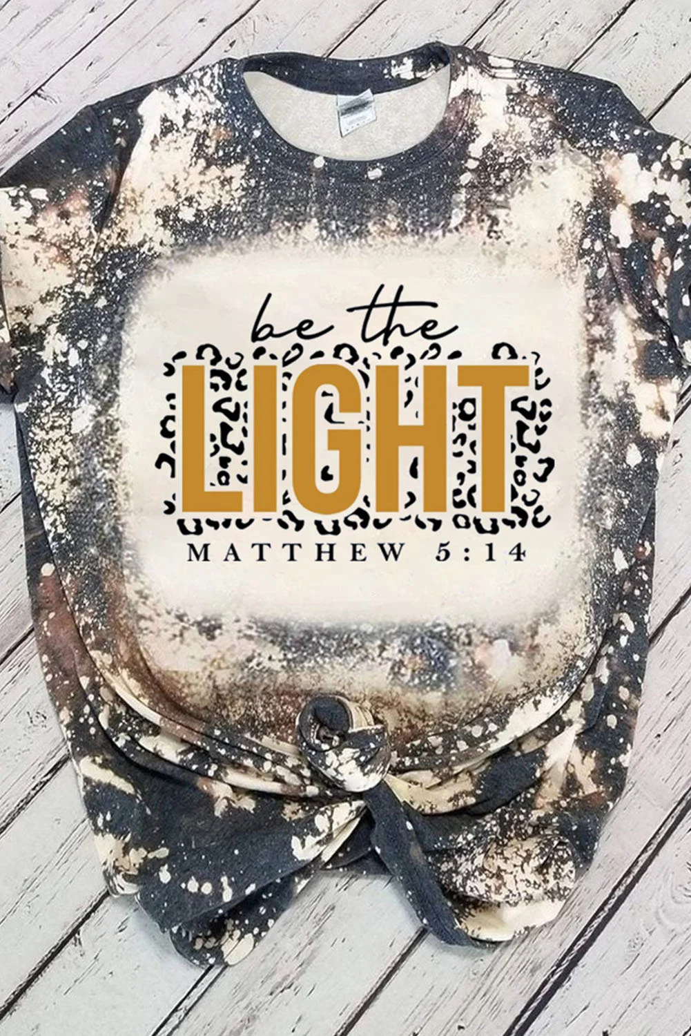 Multicolor LIGHT Letter Leopard Print Color Block Short Sleeve Top | IFYHOME