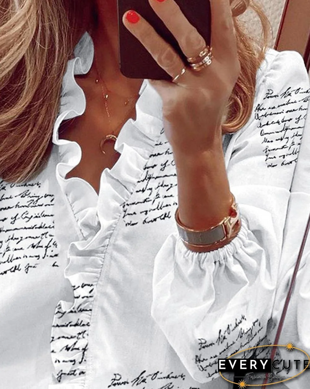 XS-8XL Spring Summer Tops Plus Size Fashion Clothes Women's Casual Long Sleeve Tops Loose T-shirts Deep V-neck Shirts Ladies Flare Tops Solid Color Chiffon Blouses