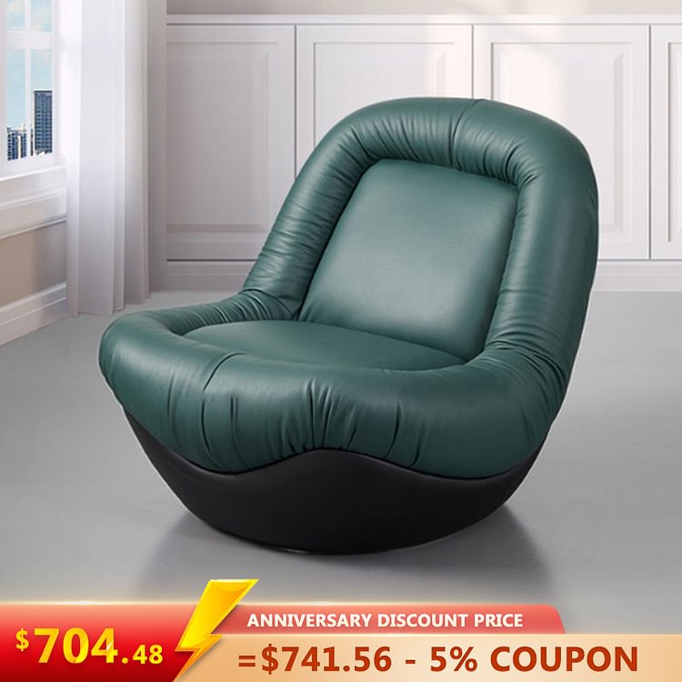 Homemys Green & Black Faux Leather Accent Chair Upholstered Lounge Chair 