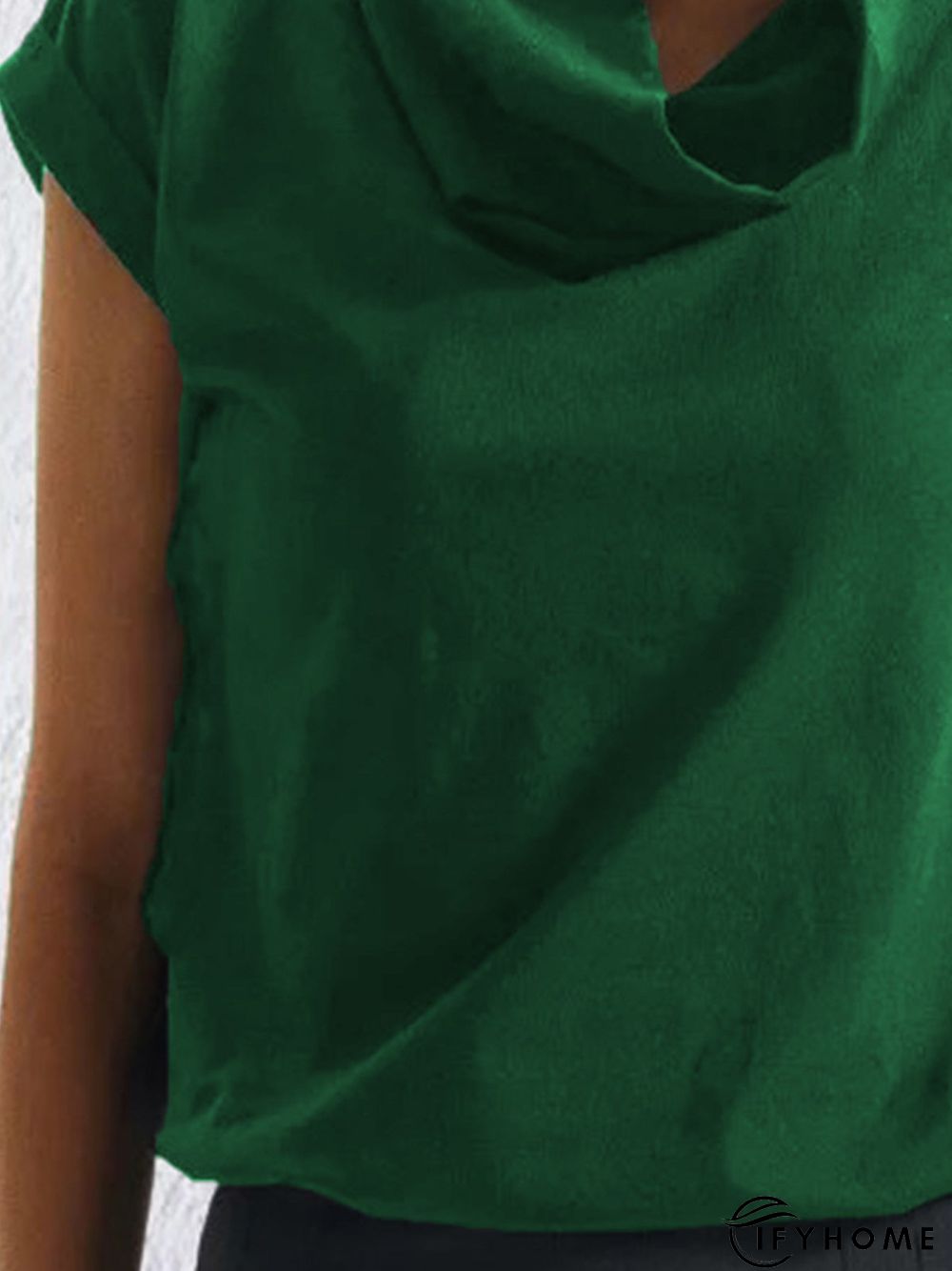 Vintage Plain Statement Short Sleeves Stand Collar Casual Top | IFYHOME