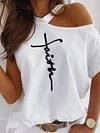Faith Print Cold Shoulder T-Shirt
