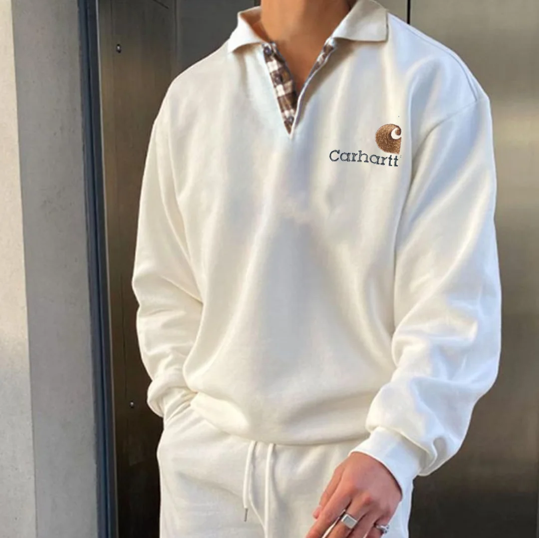 Unisex Retro Casual College Polo Sweatshirt、、URBENIE