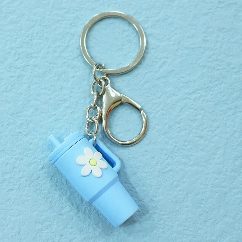 Cartoon Style Cup Flower Soft Glue Women’s Keychain