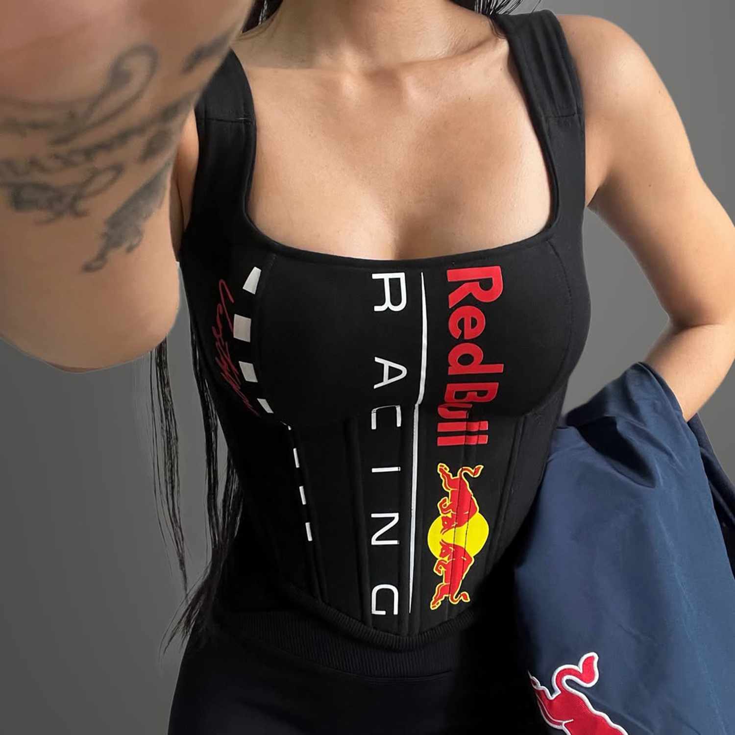 Women's Racing Print Suit Suspenders + Jacket Sexy Racing Girl Suit