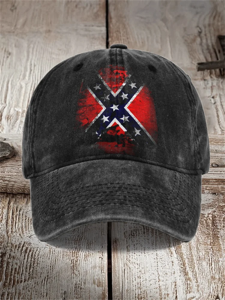 Men's Rock Band Rebel Flag Inspired Washed Cap