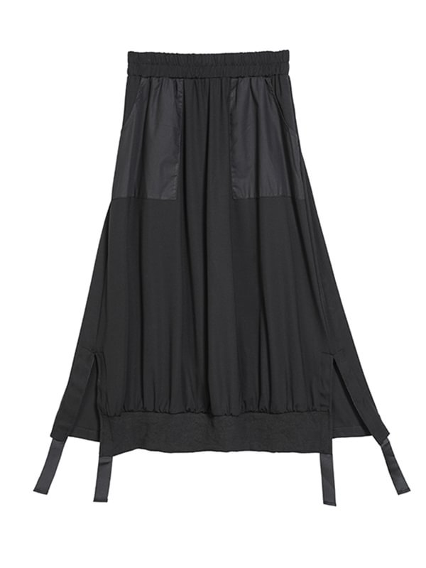 Split-Side Irregular Splicing Pocket Elastic Waist Skirt