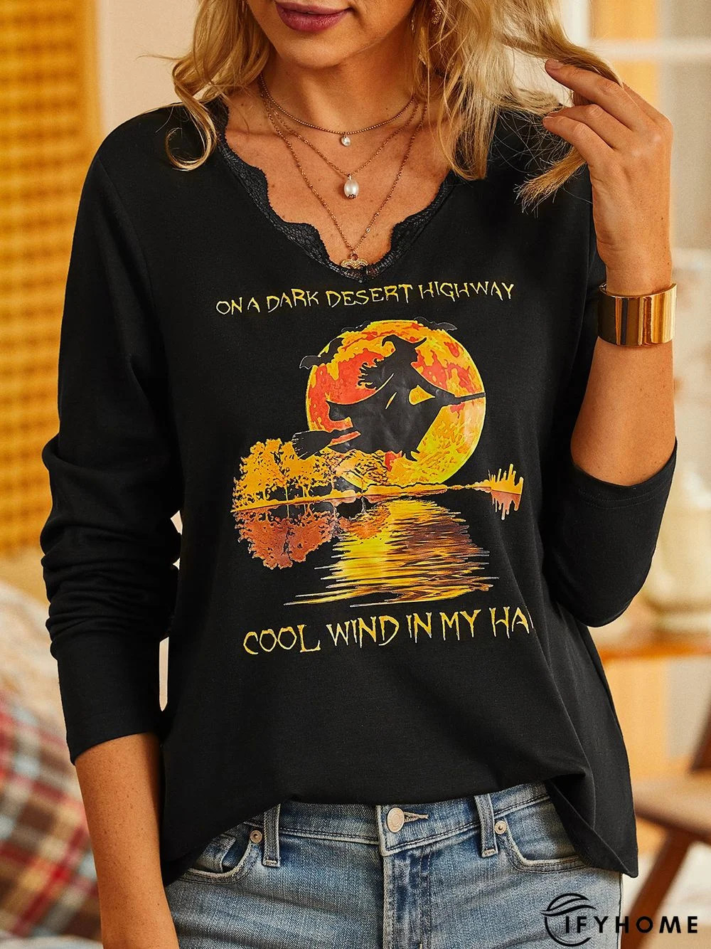 V Neck Casual Halloween T-Shirt | IFYHOME