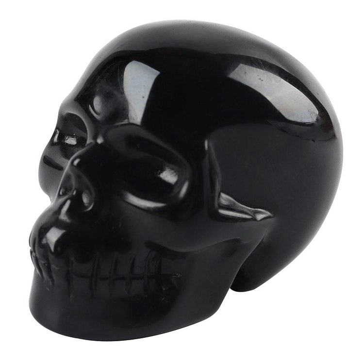 2.0" Black Obsidian Crystal Skull Hand Carved Gemstone Fine Art Sculpture