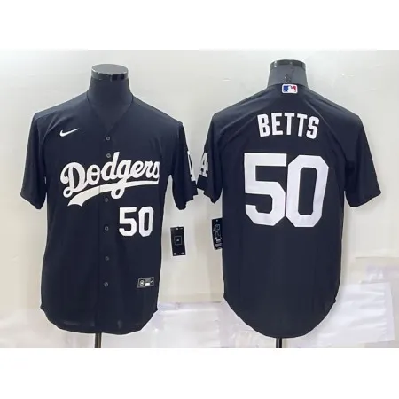 Men's Los Angeles Dodgers #50 Mookie Betts Black Cool Base Stitched Jersey ZS8D