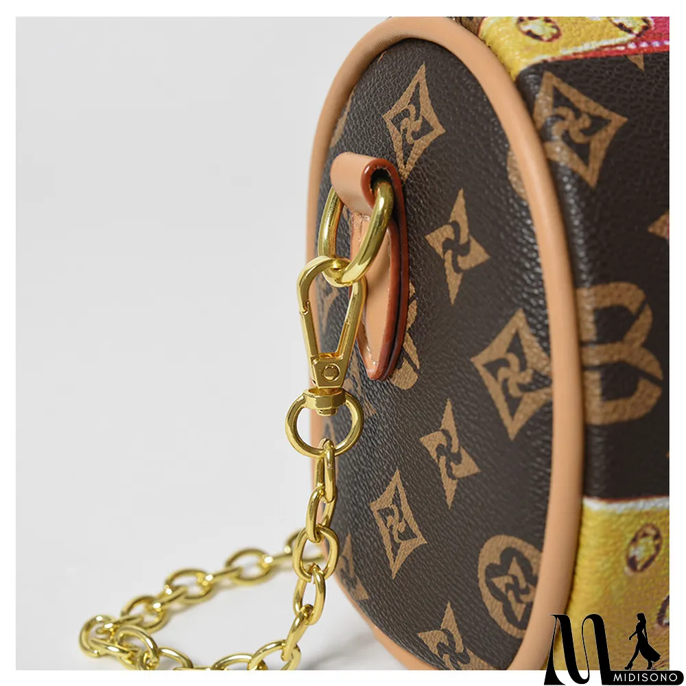 MidiSono - High-end Vintage Print All-match Chain Shoulder Messenger Bag