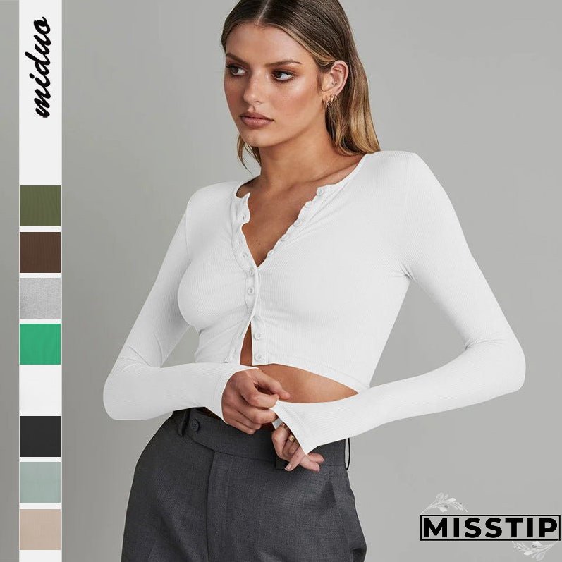 Women's Button Long-sleeved Knitted Autumn Fashion Wear Knitwear