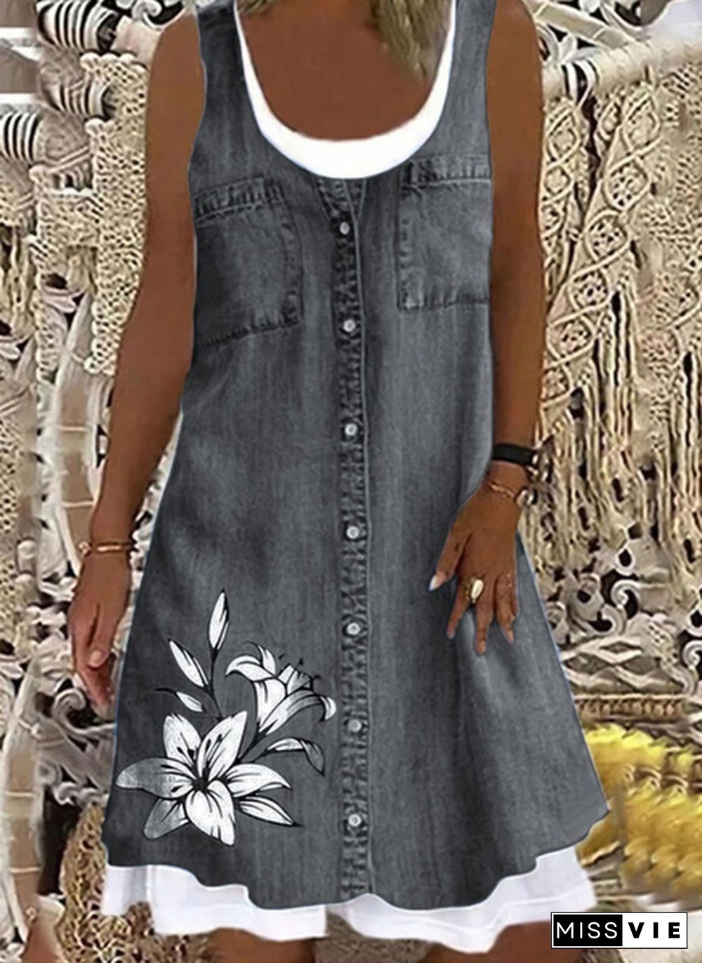 New Fashion Flower Womens Dress Summer Plus Size Comfortable XS-5XL