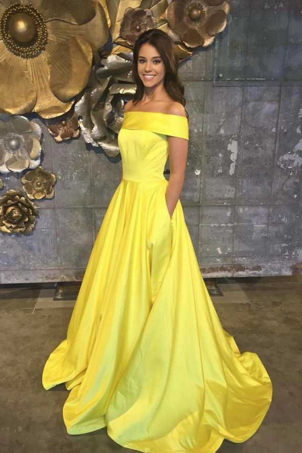 Ovlias Fabulous Daffodil Off-the-shoulder Satin Draped Couture Prom Dress LY0468